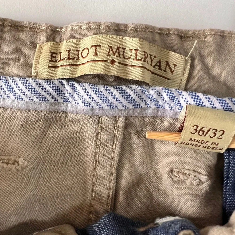 Elliot Mulryan Mens‎ Tan Chino Pants Straight Leg Twill Trousers 36x32 Khaki